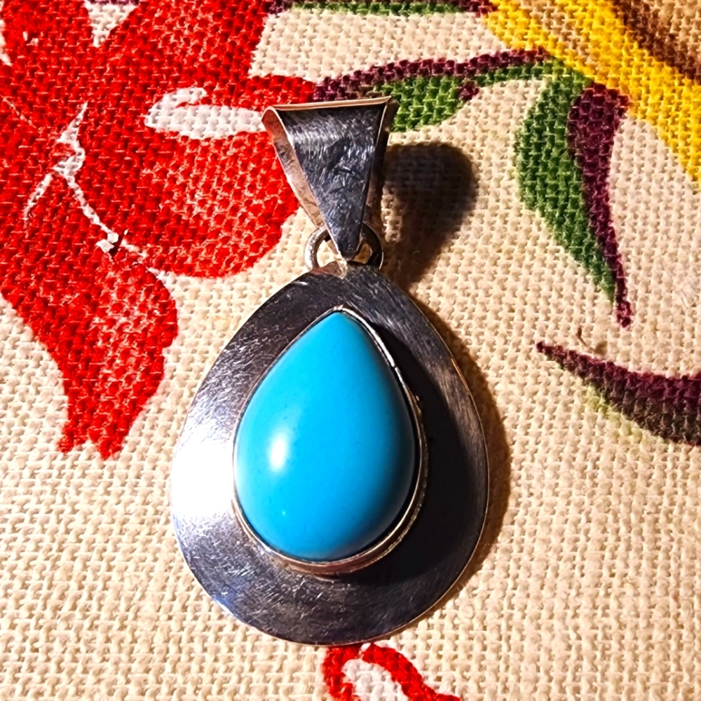 Turquoise and Sterling Silver Pendant